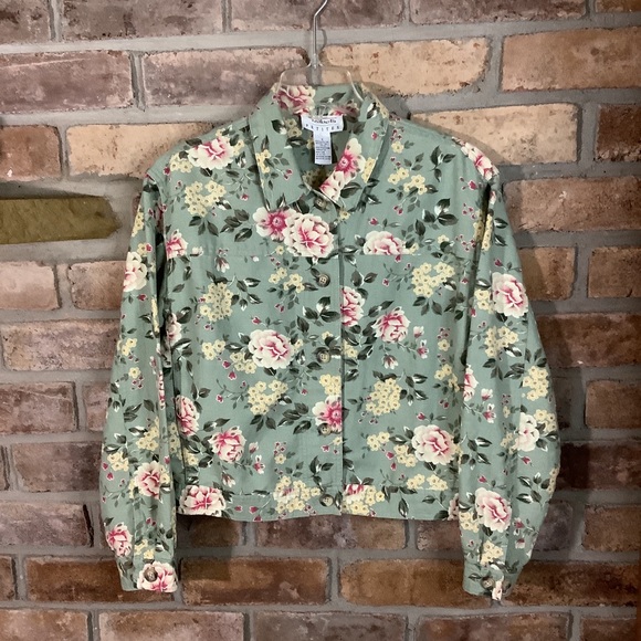 TALBOTS Floral Linen Jacket 6 - Picture 9 of 10